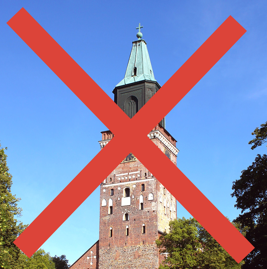 Tuomiokirkko sulkee klo 15 / Domkyrkan stängas kl. 15 / Cathedral closes at 3 p.m.