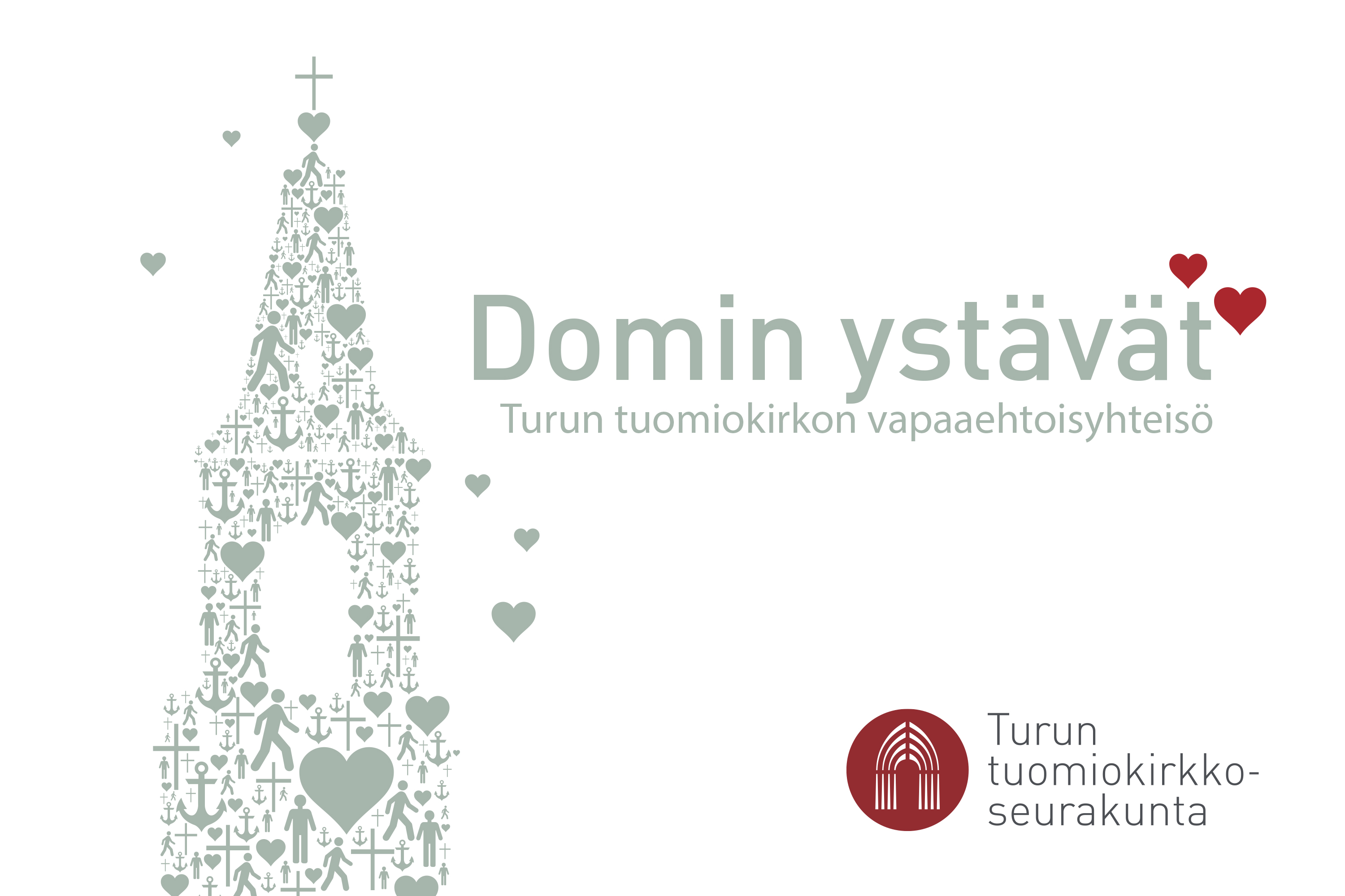 Domin ystävien logo tekstillä Domin ystävät, Turun tuomiokirkon vapaaehtoisyhteisö.
